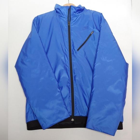 Nike Vintage Blue Black Down Filled Bomber Light Puffer Jacket M 8‎ 10 Sample 06 - Picture 5 of 10